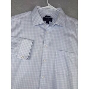 Jos. A. Bank Reserve Mens 17.5X36 Tailored Fit Blue Check Egyptian Cotton Shirt